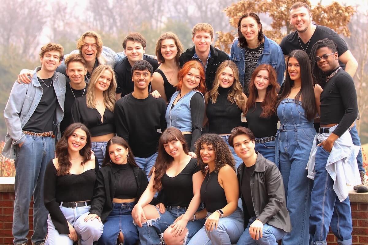 Group photo of Shenandoah University's Bachelor of Fine Arts in musical theatre Class of 2024.