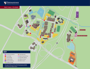 Parking map for Shenandoah University's 2024 commencement