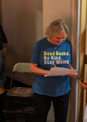 Bestselling and Newbery Medal-winning author Katherine Applegate appears at a Rally for Reading in April 2024 to help kick off Shenandoah University's virtual/in-person Children's Literature Conference. 