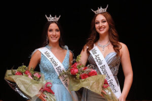 Olivia Pacheco and Kira Sledge crowned Miss Apple Blossom Teen and Miss Apple Blossom.