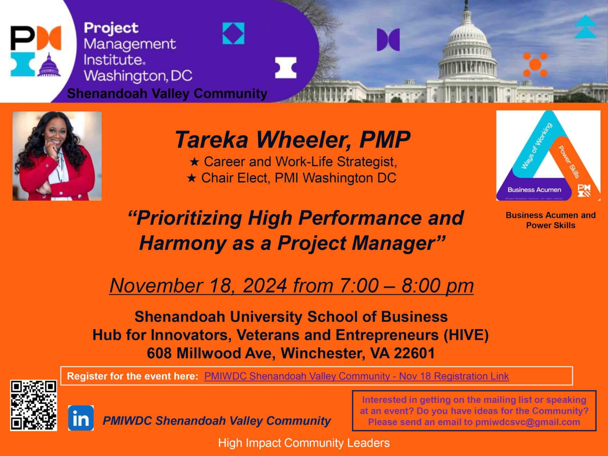 Lead With Purpose and Leverage Your Strengths Career And Mindset Strategist Tareka Wheeler Speaks On 'Prioritizing High Performance and Harmony as a Project Manager,' Nov. 18