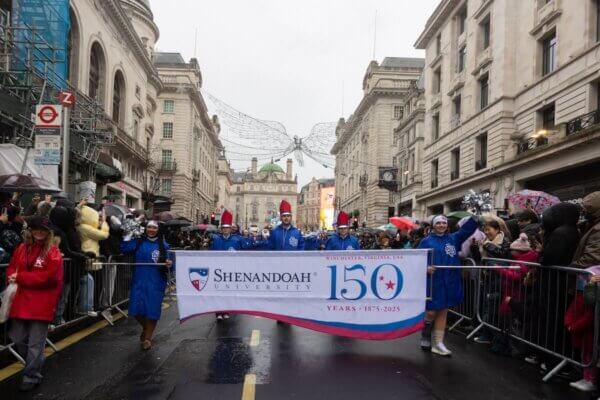 Shenandoah University's Marching Band performs in London's New Year's Day Parade.